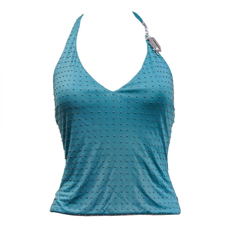 Versace Blue Halter Top